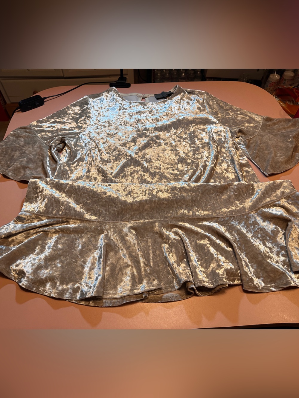 Sunday in Brooklyn Crushed Velvet Champagne/Silver Mini Dress - Picture 5 of 8